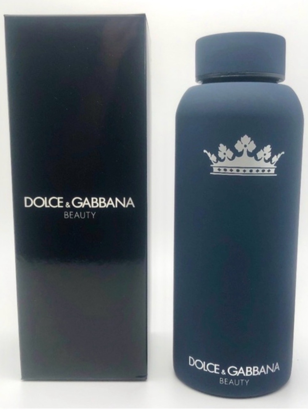Dolce & Gabbana Matte Navy Blue Fragrance Bottle with Silver Crown